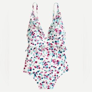 J. Crew Floral One-Piece Swimsuit - Pink and Blue